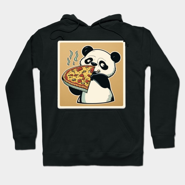 Cute Lovely Panda Cartoon Eats Pizza Funny Hoodie by kiddo200